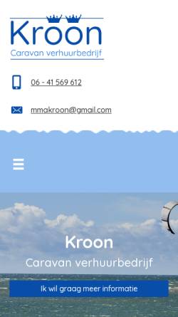 Vorschau der mobilen Webseite www.mmakroon.nl, Kroon Caravans