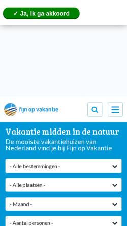 Vorschau der mobilen Webseite www.fijnopvakantie.nl, Fijn op Vakantie