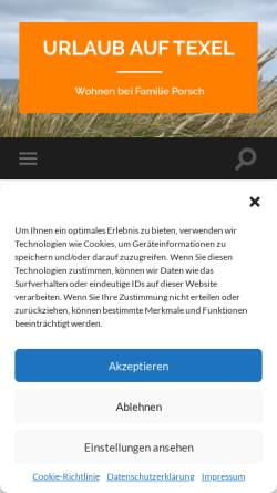 Vorschau der mobilen Webseite www.texel-porsch.de, Urlaub auf Texel, Familie Porsch