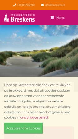 Vorschau der mobilen Webseite www.breskens.nl, Vermietzentrum Breskens