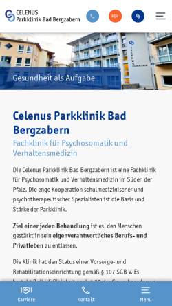 Vorschau der mobilen Webseite www.parkklinik-bad-bergzabern.de, Parkklinik Bad Bergzabern
