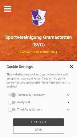 Vorschau der mobilen Webseite www.svg-tennis.at, SVG - Sektion Tennis Gramastetten
