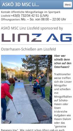 Vorschau der mobilen Webseite www.minigolf-linz.com, ASKÖ Minigolfsportclub Linz Lissfeld