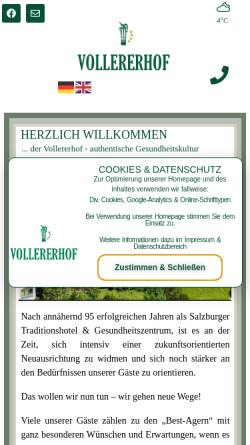Vorschau der mobilen Webseite www.vollererhof.at, Kurhotel Vollererhof