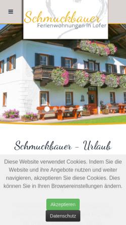 Vorschau der mobilen Webseite www.schmuckbauer.at, Ferienwohnungen Schmuckbauer