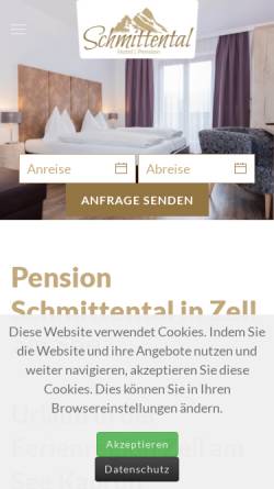 Vorschau der mobilen Webseite pension-zellamsee.com, Pension Schmittental