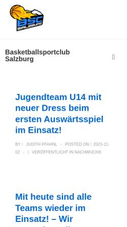 Vorschau der mobilen Webseite www.basketball-salzburg.at, BSC Salzburg