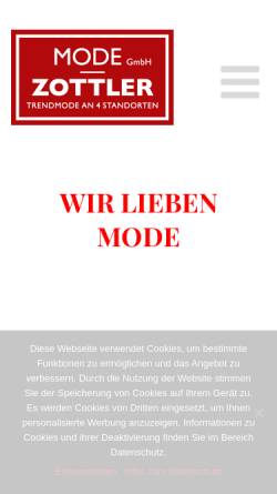 Vorschau der mobilen Webseite www.mode-zottler.at, Mode Zottler GmbH