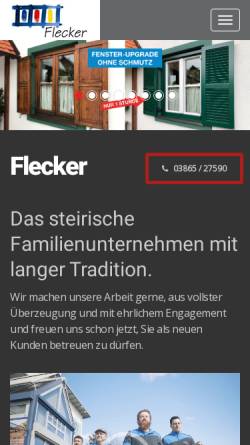 Vorschau der mobilen Webseite www.flecker.at, Flecker GmbH