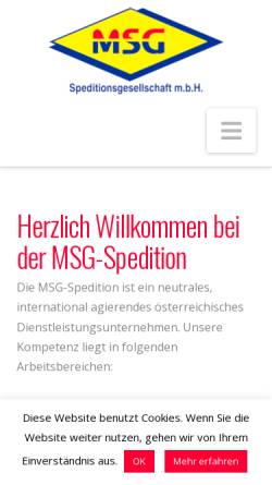 Vorschau der mobilen Webseite www.msg-spedition.at, MSG Speditionsgesellschaft m.b.H.