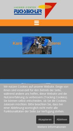 Vorschau der mobilen Webseite www.lackiercenter-fuchsbichler.at, Fuchsbichler Industrielackierung