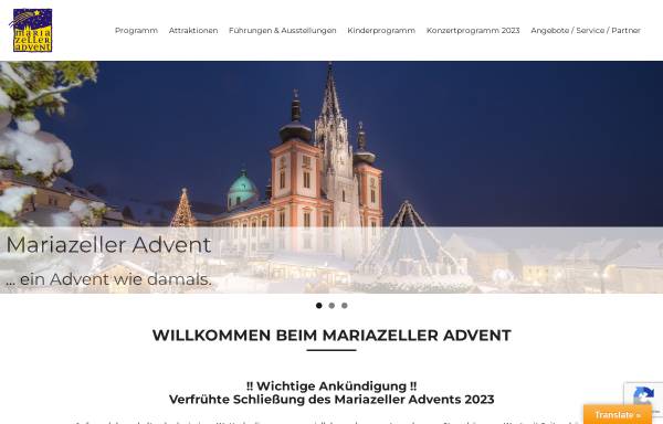 Vorschau von www.mariazeller-advent.at, Mariazeller Advent