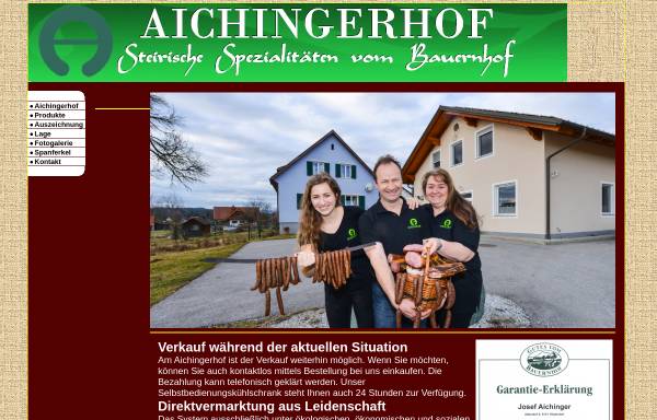 Vorschau von www.aichingerhof.at, Aichinger Hof