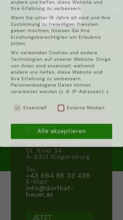 Vorschau der mobilen Webseite www.dorfhof-bauer.at, Dorfhof Bauer
