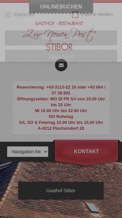 Vorschau der mobilen Webseite gasthof-stibor.com, Gasthof Zur Neuen Post