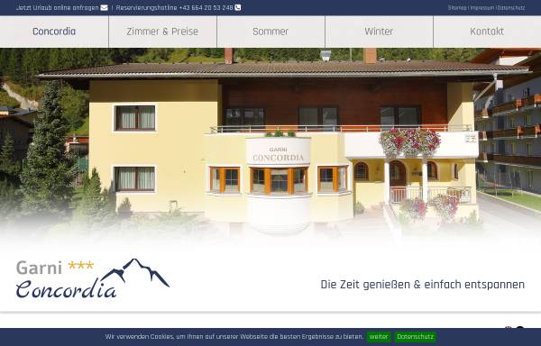 Vorschau von www.concordia-soelden.at, Pension Concordia