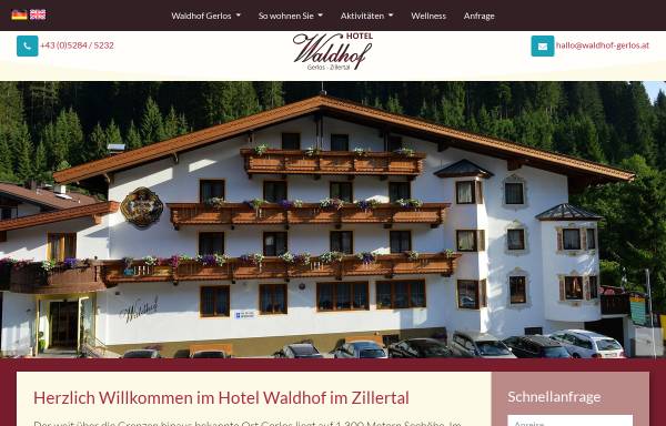 Vorschau von www.waldhof-gerlos.at, Hotel Waldhof
