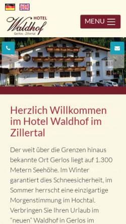 Vorschau der mobilen Webseite www.waldhof-gerlos.at, Hotel Waldhof