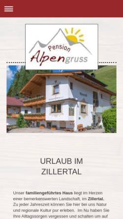 Vorschau der mobilen Webseite www.alpengruss.at, Pension Alpengruss