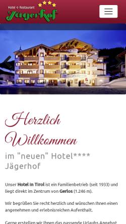 Vorschau der mobilen Webseite www.jaegerhof-tirol.com, Hotel Restaurant Jägerhof
