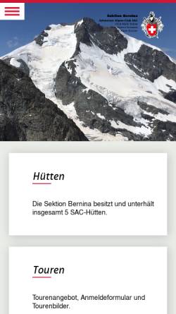 Vorschau der mobilen Webseite www.sac-bernina.ch, SAC Sektion Bernina