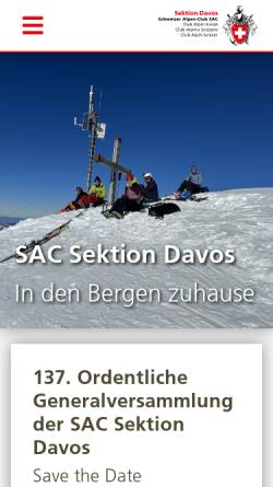 Vorschau der mobilen Webseite www.sac-davos.ch, SAC Sektion Davos