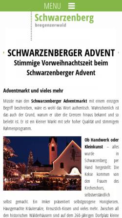Vorschau der mobilen Webseite www.schwarzenberg.at, Schwarzenberger Advent