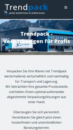 Vorschau der mobilen Webseite www.trendpack.com, Trendpack GmbH
