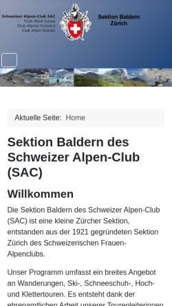 Vorschau der mobilen Webseite www.sac-baldern.ch, SAC Sektion Baldern
