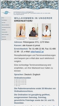 Vorschau der mobilen Webseite www.allgemeinmedizin-hernals.at, Lion, Dr. Kristina und Rohregger, Dr. Johannse