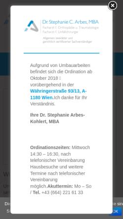 Vorschau der mobilen Webseite www.unfallchirurgie-arbes.at, Arbes, Dr. Stephanie