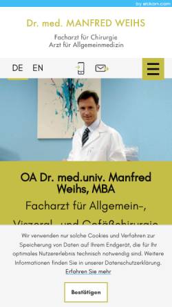 Vorschau der mobilen Webseite www.drweihs.at, Dr. med. Manfred Weihs