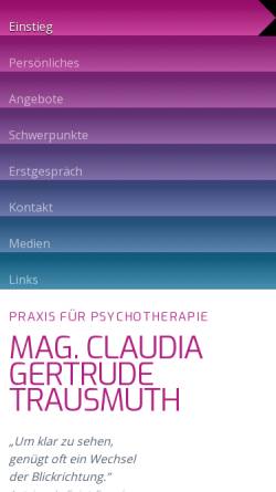 Vorschau der mobilen Webseite claudia-trausmuth.at, Psychotherapeutische Praxis Mag. Claudia G. Trausmuth