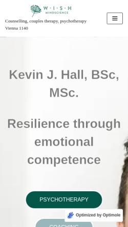 Vorschau der mobilen Webseite www.psychotherapiewien.co.at, Kevin Hall, BSc, MSc