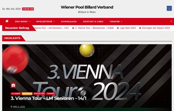 Vorschau von www.wpbv.at, Wiener Pool Billard Verband
