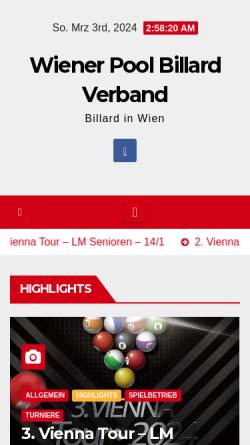 Vorschau der mobilen Webseite www.wpbv.at, Wiener Pool Billard Verband