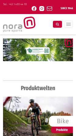 Vorschau der mobilen Webseite norasports.at, Nora Pure Sports GmbH