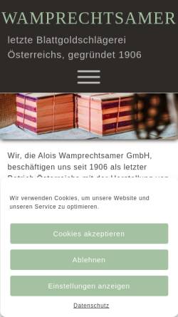 Vorschau der mobilen Webseite www.blattgold.at, Alois Wamprechtsamer GmbH
