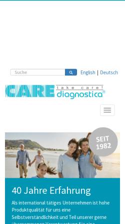 Vorschau der mobilen Webseite www.care.co.at, Care Diagnostica Produktions- und Vertriebsgesellschaft mbH