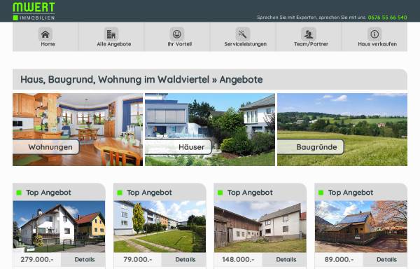 Vorschau von www.mwert.eu, MWERT Immobilien Holding GmbH
