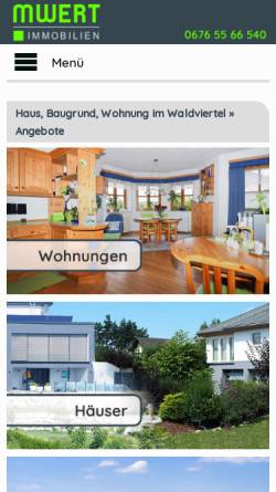 Vorschau der mobilen Webseite www.mwert.eu, MWERT Immobilien Holding GmbH