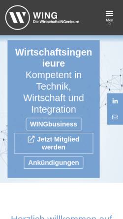 Vorschau der mobilen Webseite www.wing-online.at, WING - Die Wirtschaftsingenieure