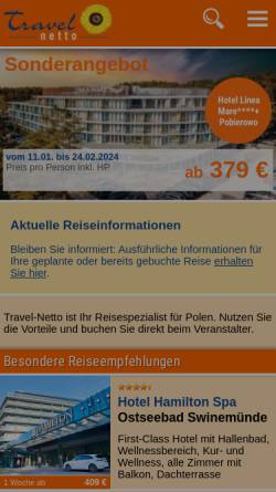 Vorschau der mobilen Webseite www.travelnetto.de, Travel-Netto Sp.zo.o