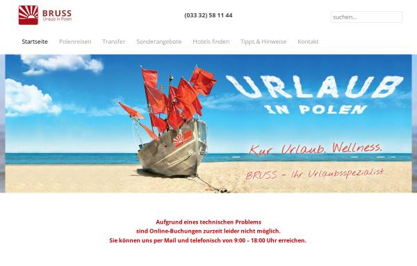 Vorschau von urlaubinpolen24.de, Bruss Reisen - Urlaub in Polen