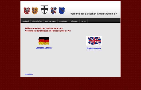 Vorschau von www.baltische-ritterschaften.de, Verband der Baltischen Ritterschaften e.V.