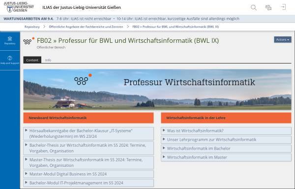 Professur für BWL und Wirtschaftsinformatik der JLU Gießen