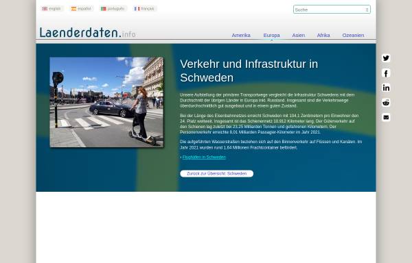 Vorschau von www.laenderdaten.info, Verkehr und Infrastruktur in Schweden