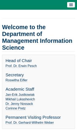 Vorschau der mobilen Webseite www.uni-siegen.de, Pesch, Prof. Dr. Erwin
