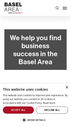 Vorschau der mobilen Webseite www.baselarea.ch, BaselArea Economic Promotion