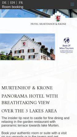 Vorschau der mobilen Webseite www.murtenhof.ch, Hotel Murtenhof, Murten